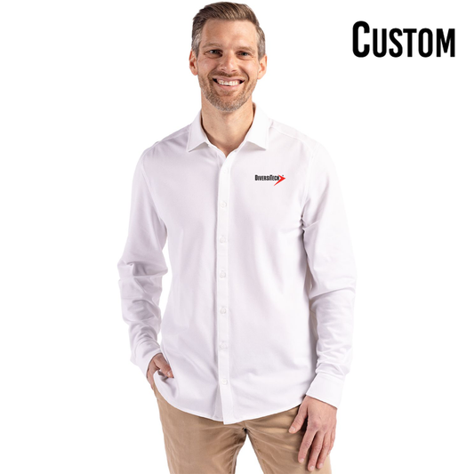 DiversiTech Cutter & Buck Advantage Tri-Blend Eco Soft Pique Long Sleeve Knitted Mens Button Up