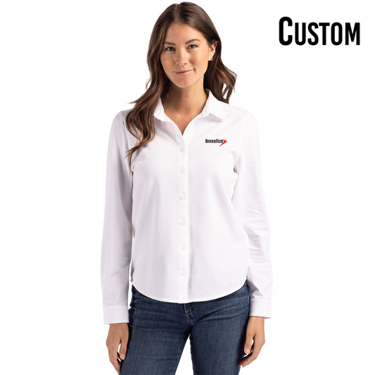 DiversiTech Cutter & Buck Advantage Tri-Blend Eco Soft Pique Long Sleeve Knitted Ladies Button Up