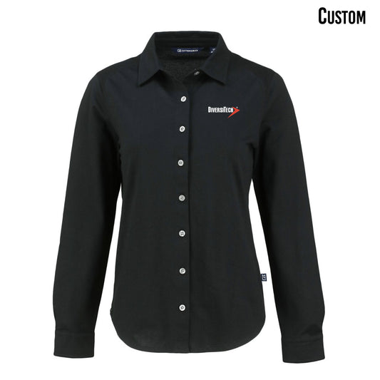 DiversiTech Cutter & Buck Advantage Tri-Blend Eco Soft Pique Long Sleeve Knitted Ladies Button Up